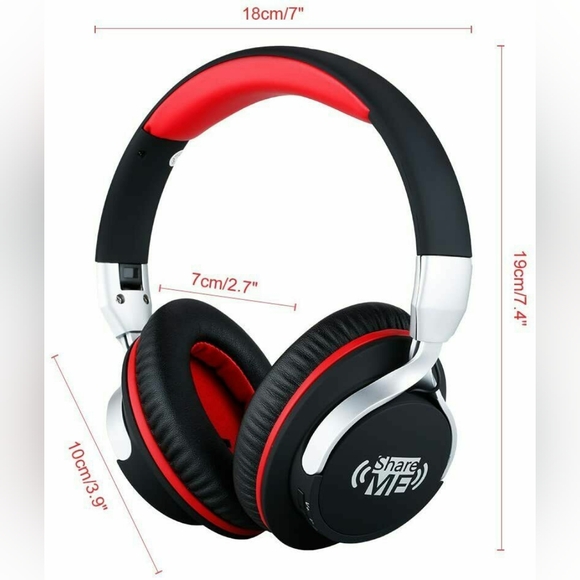AUSDOM Share Me Red Wireless Bluetooth Headphones NEW - Picture 2 of 12